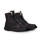 Dark Floral Rose Boots | Fur-Lined Leather Ankle Boots