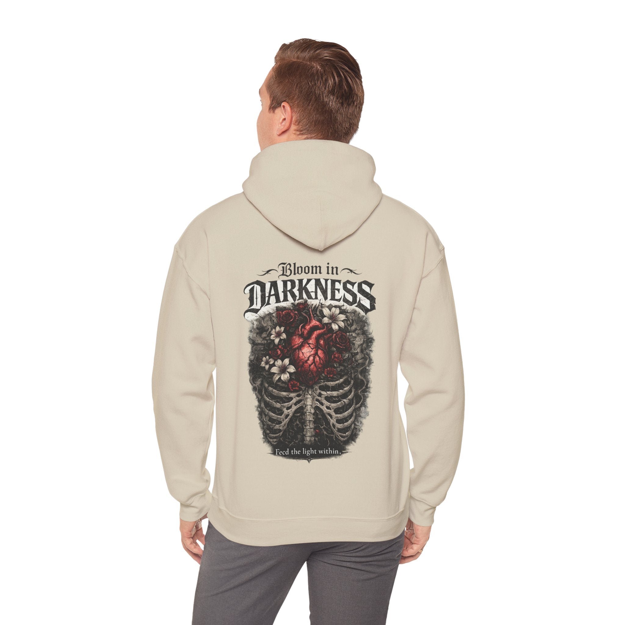 Bloom in the Darkness Hoodie | Inspirational Floral Soul Quote