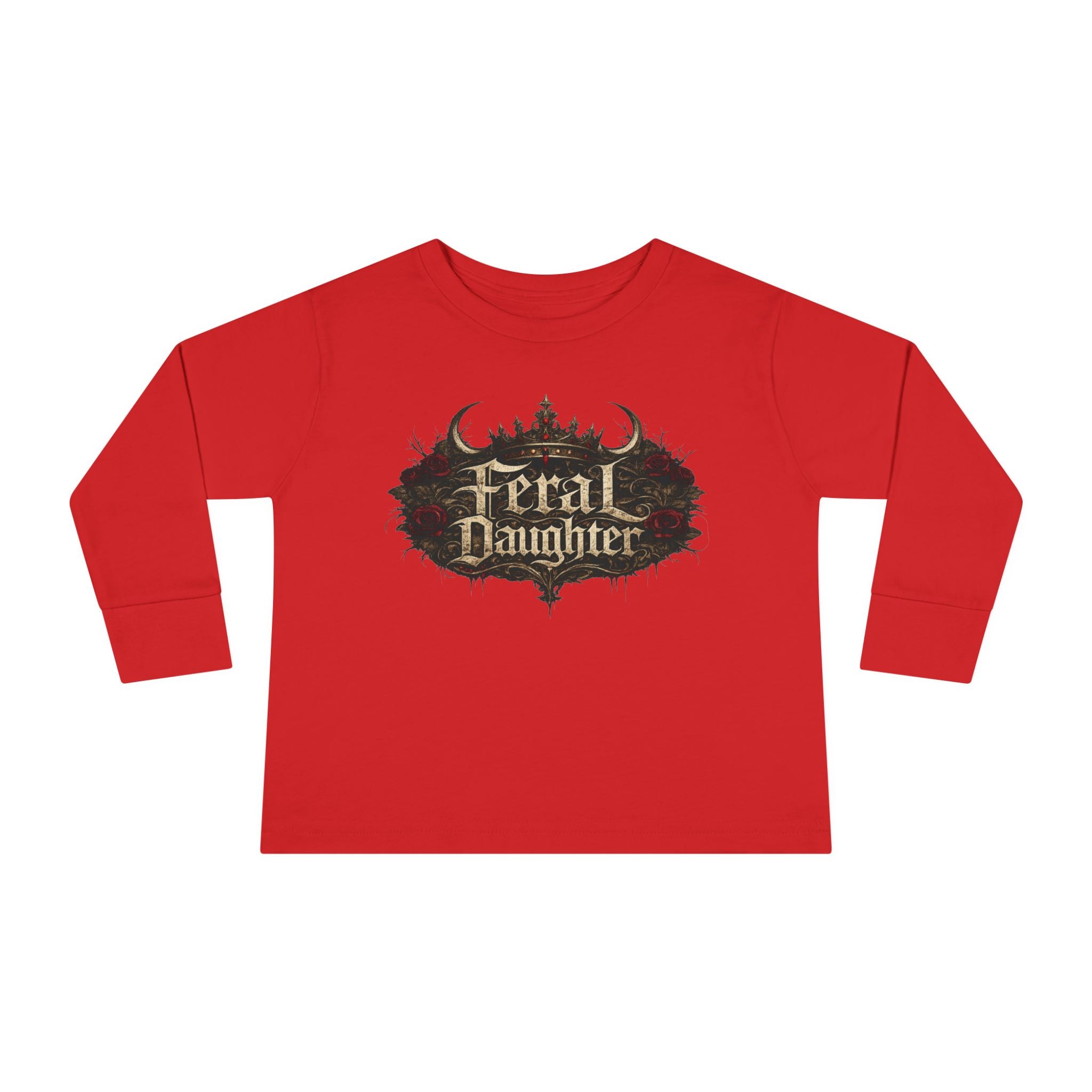 Feral Daughter with Red Roses Crown Toddler Long Sleeve Tee | Matching Family