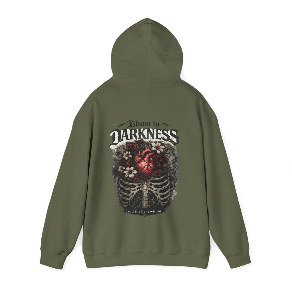 Bloom in the Darkness Hoodie | Inspirational Floral Soul Quote