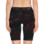 Dark Sunflower Rose Women's Bike Shorts — Floral AOP