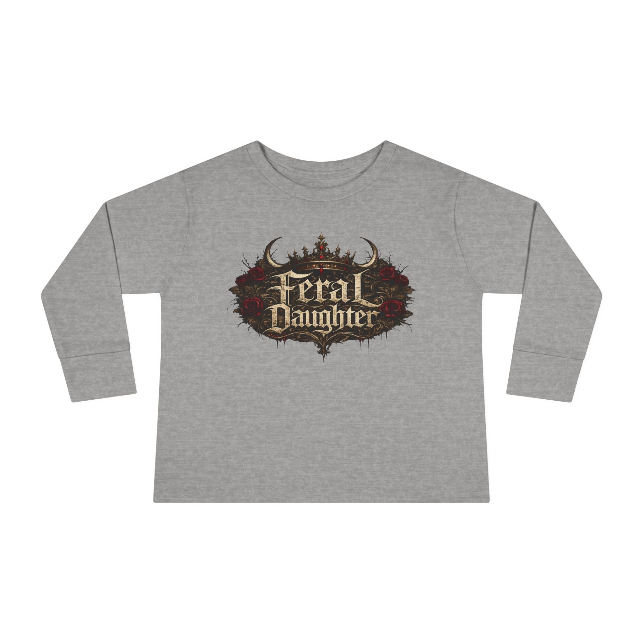 Feral Daughter with Red Roses Crown Toddler Long Sleeve Tee | Matching Family