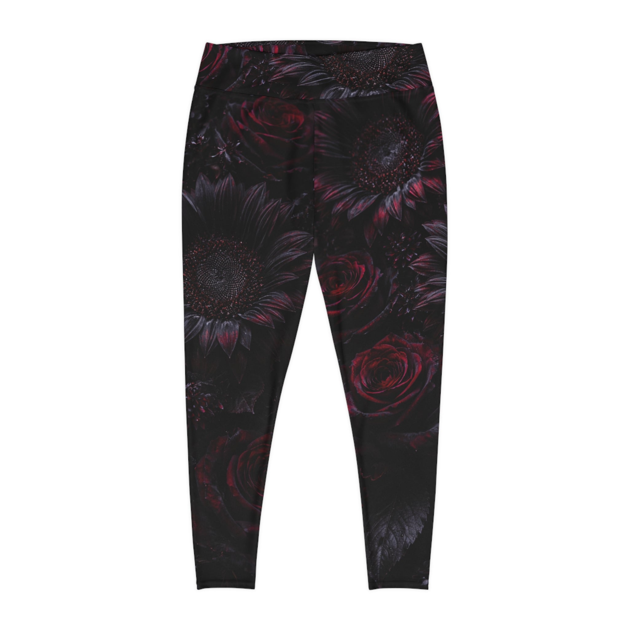 Dark Sunflower Rose Leggings | Dark Floral AOP Print