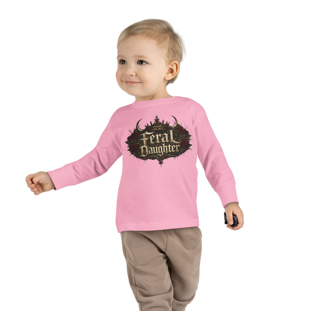 Feral Daughter with Red Roses Crown Toddler Long Sleeve Tee | Matching Family