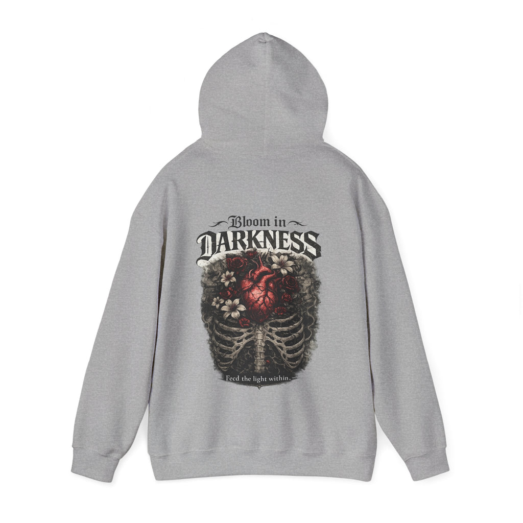 Bloom in the Darkness Hoodie | Inspirational Floral Soul Quote