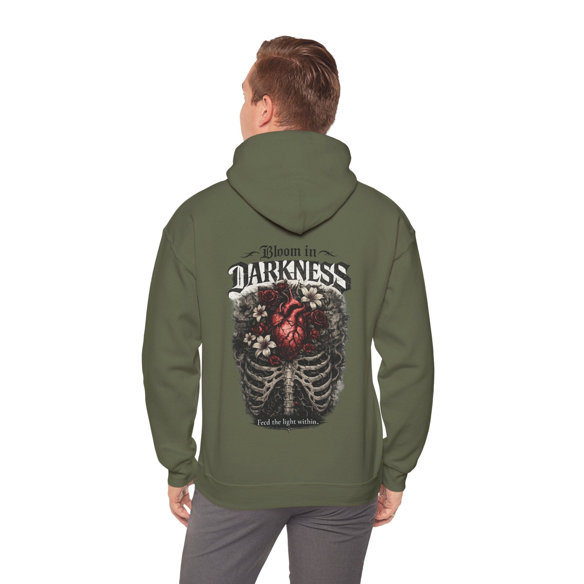Bloom in the Darkness Hoodie | Inspirational Floral Soul Quote