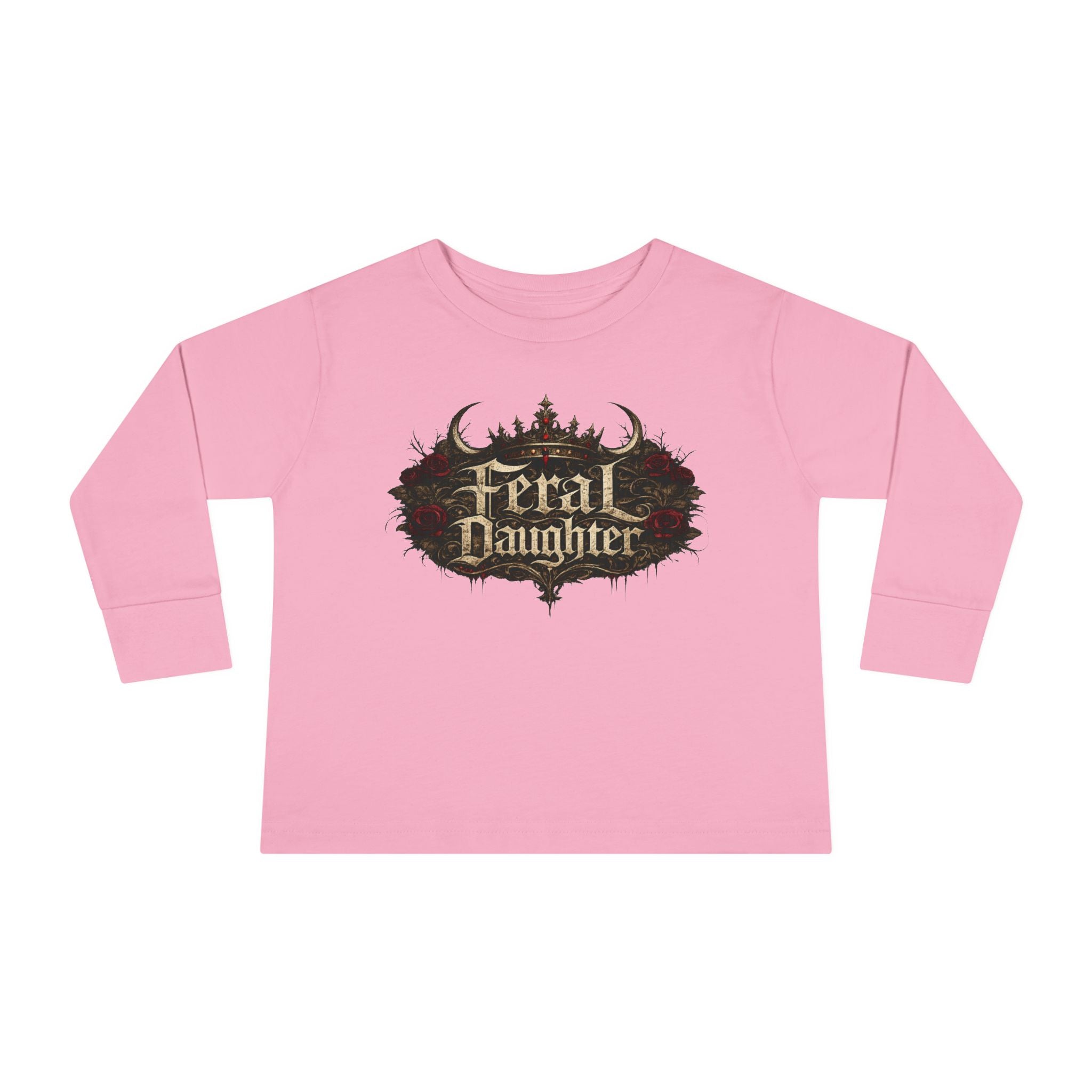 Feral Daughter with Red Roses Crown Toddler Long Sleeve Tee | Matching Family