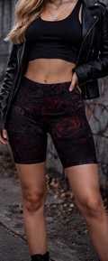 Dark Sunflower Rose Women's Bike Shorts — Floral AOP