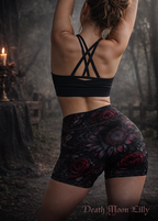 Dark Sunflower Rose Women's Bike Shorts — Floral AOP