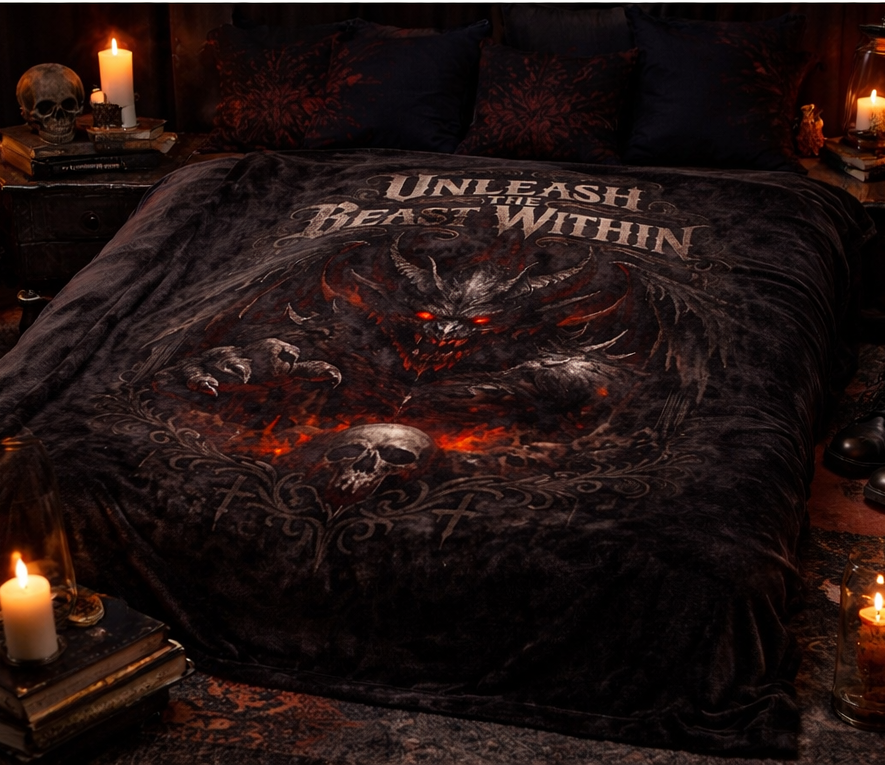 Unleash the Beast Within Velveteen Plush Blanket