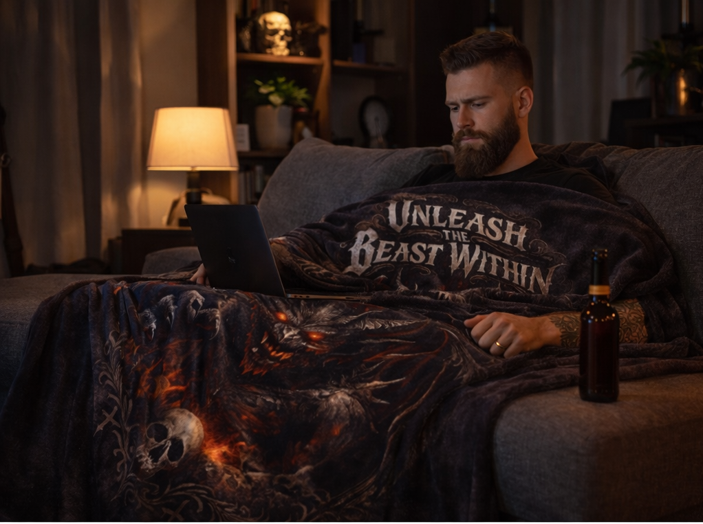 Unleash the Beast Within Velveteen Plush Blanket