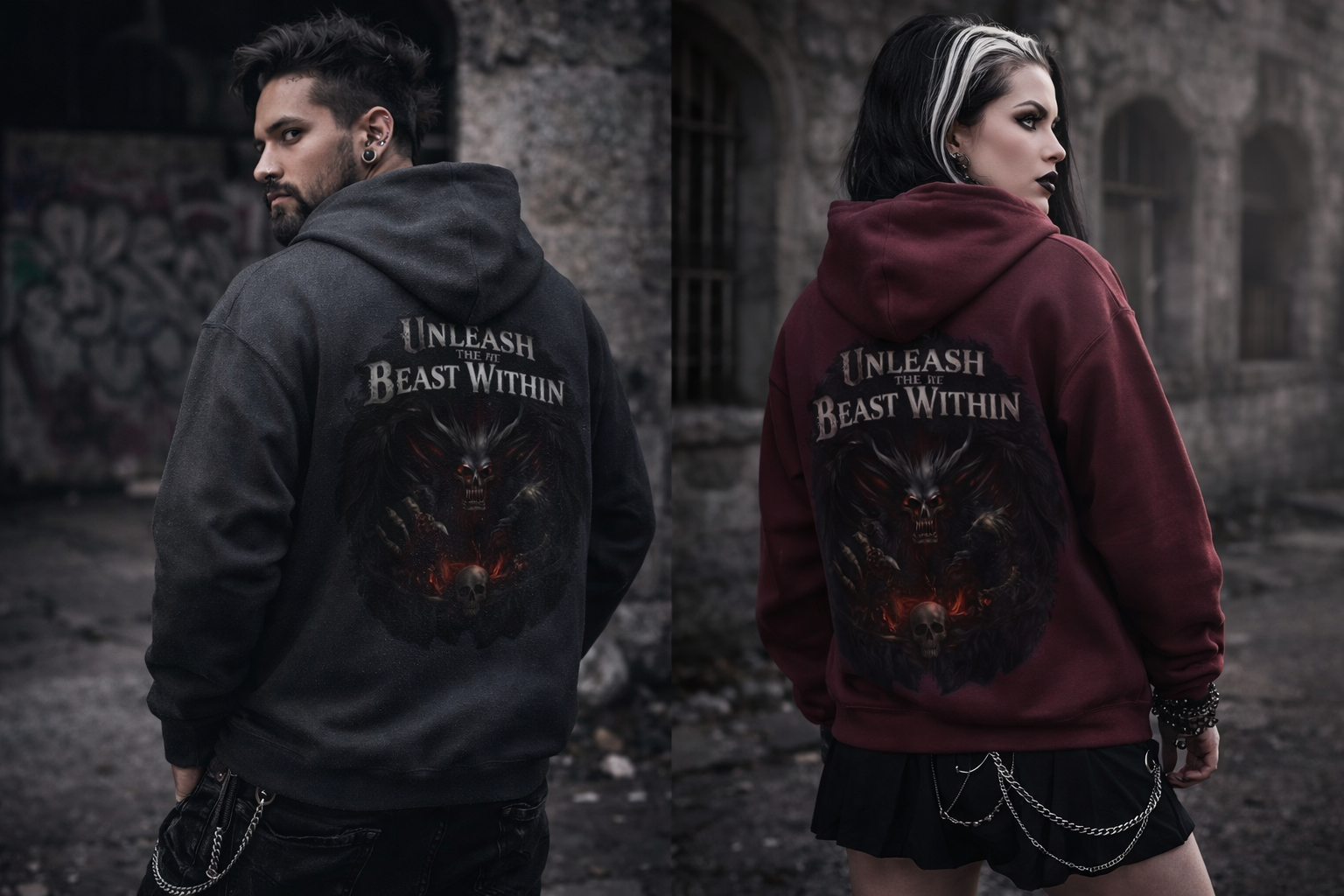 Unleash the Beast Within Hoodie | Demon Graphic Hoodie