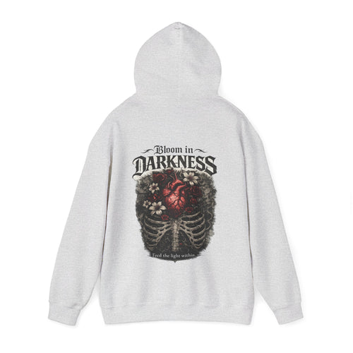 Bloom in the Darkness Hoodie | Inspirational Floral Soul Quote