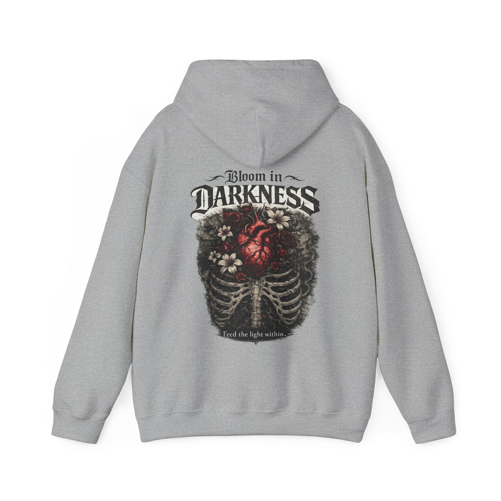 Bloom in the Darkness Hoodie | Inspirational Floral Soul Quote