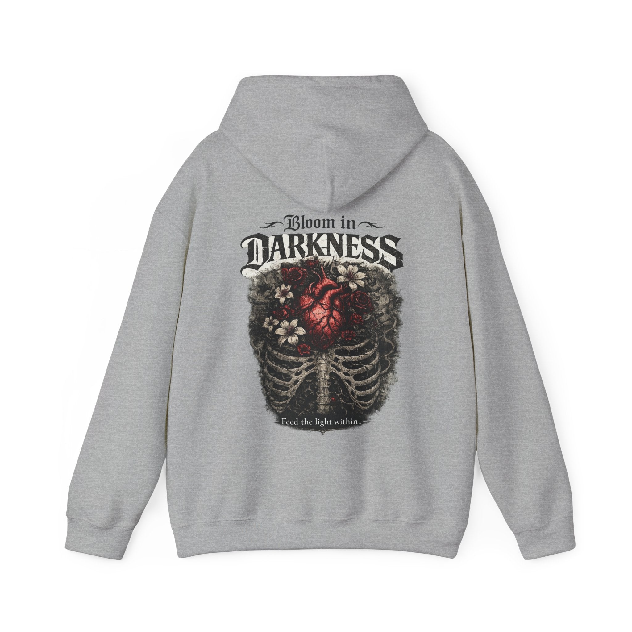 Bloom in the Darkness Hoodie | Inspirational Floral Soul Quote