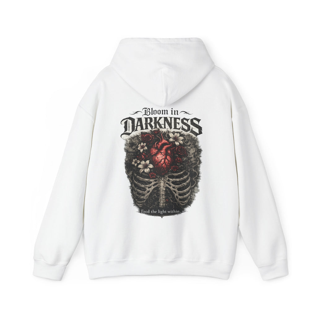 Bloom in the Darkness Hoodie | Inspirational Floral Soul Quote