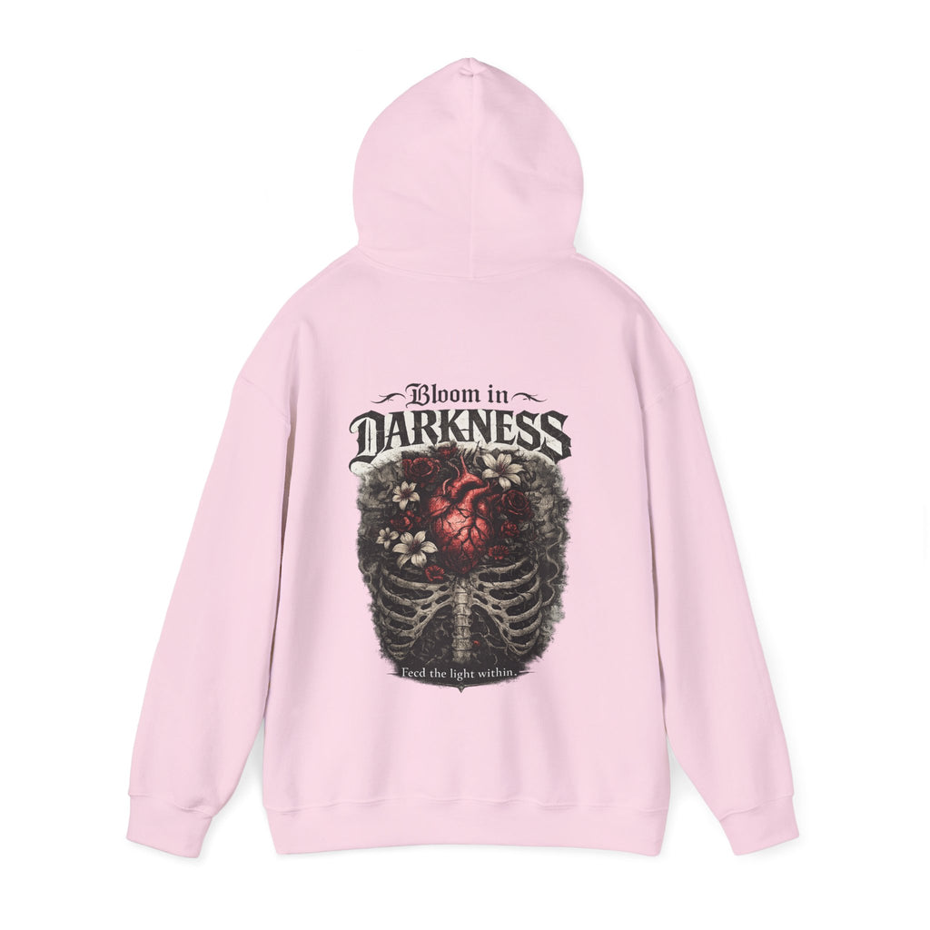 Bloom in the Darkness Hoodie | Inspirational Floral Soul Quote