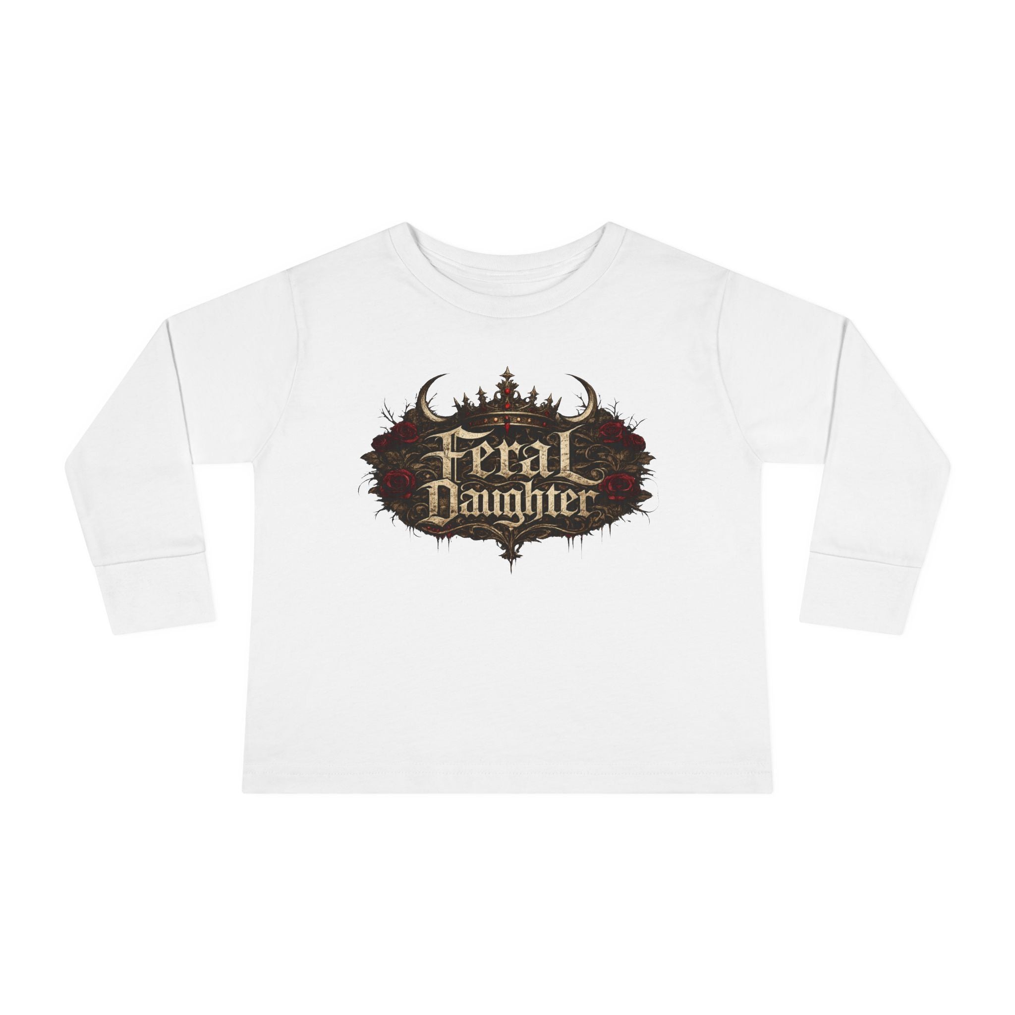 Feral Daughter with Red Roses Crown Toddler Long Sleeve Tee | Matching Family