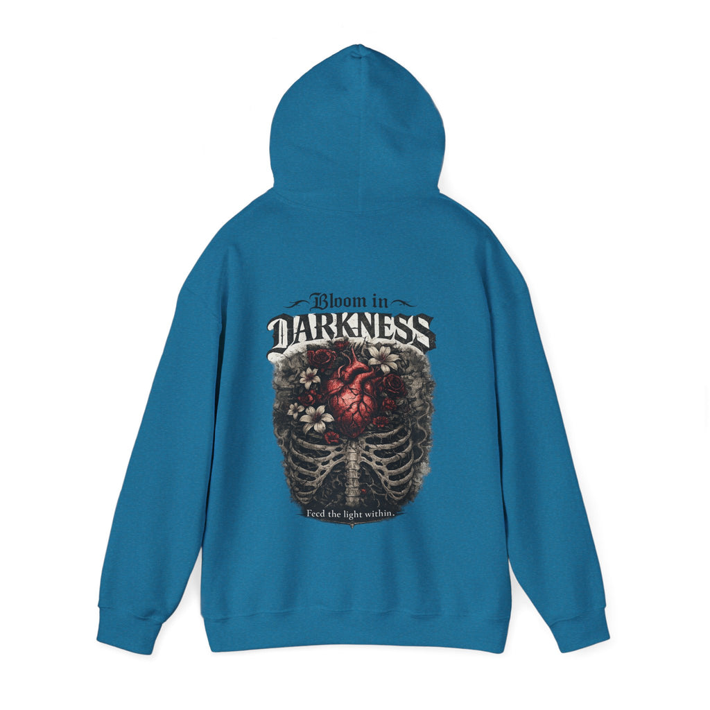 Bloom in the Darkness Hoodie | Inspirational Floral Soul Quote
